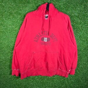 Arizona Jean Co Red Varsity Athletic Dept 10 Hoodie Distressed Mens XL‎ Y2K